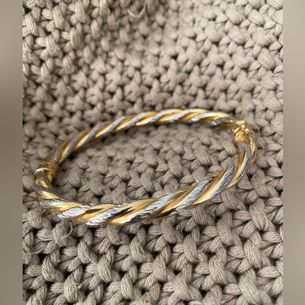 Lisa Robertson Sterling Silver w/ Gold Twist Bangle NEW